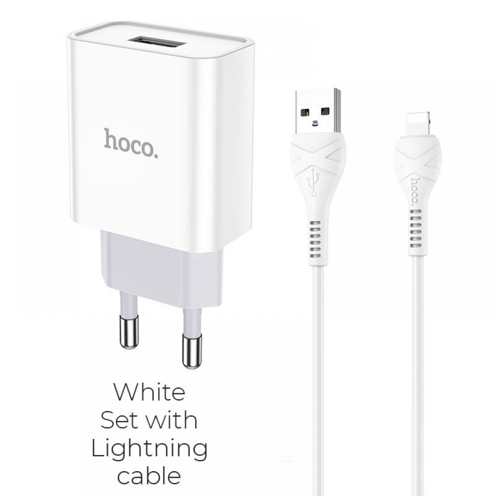 HOCO Caricabatterie USB 2.1A con cavo Lightning - White - C81 HOCO Caricabatterie USB 2.1A con cavo Lightning - White - C81